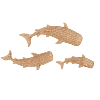 Wanddeko Haie Wale grau gebürstet (x3) MOANA Maisons du