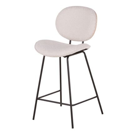 GIA Barhocker Set – 2 Stück, 76,2 Cm Höhe, Mit Niedriger Rückenlehne In Mattschwarz & Dunklem Holzsitz