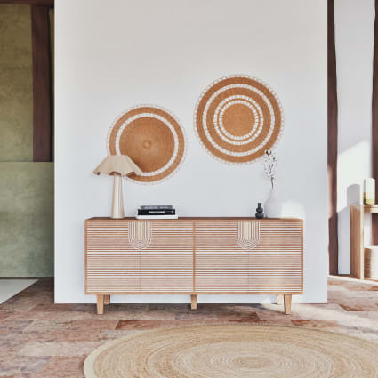 2er Set Wanddeko aus Rattan, braun Solarino