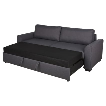 3/4-Sitzer-Sofa mit Schlaffunktion und Bezug aus Stoff, anthrazitgrau Montreal
