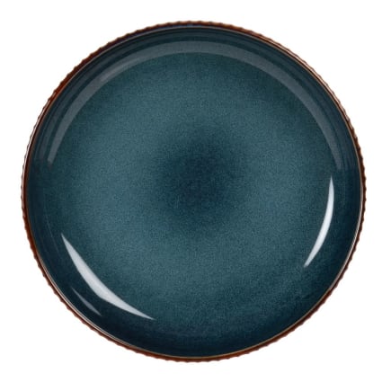Assiette en céramique striée bleue et marron OIA | Maisons du Monde