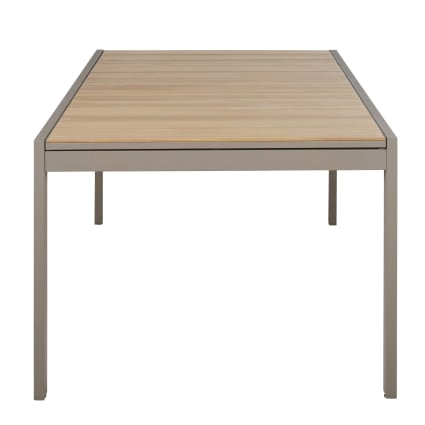 Ausziehbarer Gartentisch aus Aluminium in Holzoptik und taupe, 6/10 Personen 185/280 cm Doolin