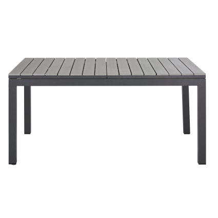 Ausziehbarer Gartentisch aus anthrazitgrauem Aluminium und Verbundwerkstoff mit hellgrauem Holzeffekt 6/8 Personen L160/220 Escala