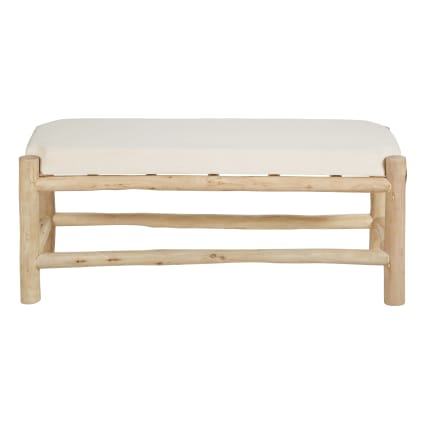 Banc en bois d'eucalyptus et coton blanc Melilla - Maisons du Monde
