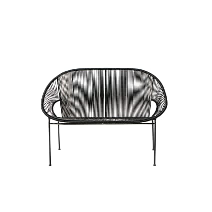 Banquette de jardin empilable 2/3 places en fil de résine et acier noir Copacabana | Maisons du Monde