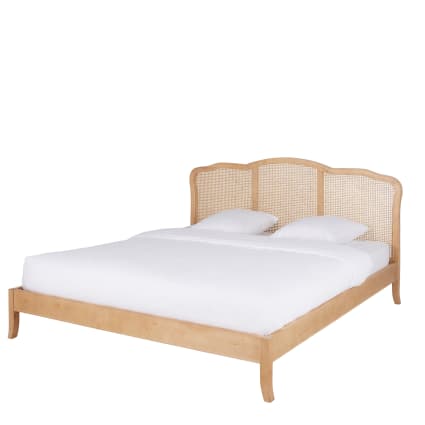 Berkenhouten en rotan bed 180x200 met lattenbodem Auguste | Maisons du ...