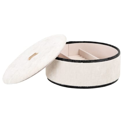 Boîte à Bijoux Ronde En Béton Avec Couvercle Métal Cuivré - 11,5 X 6 Cm - Marque Navaris
