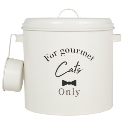 Boîte à croquettes en métal écru imprimé H30