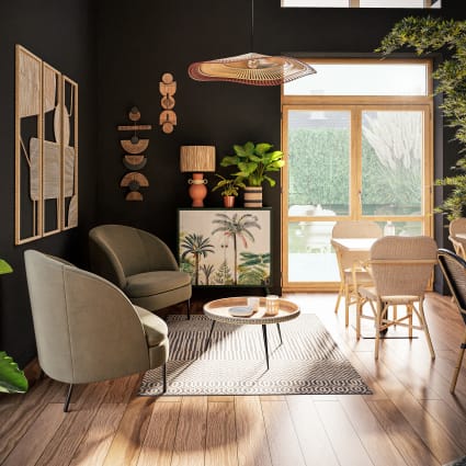Meuble buffet salon en bois exotique noir Maison du Monde sur Gens de Confiance
