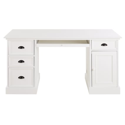 Newport - Bureau 1 porte 4 tiroirs blanc