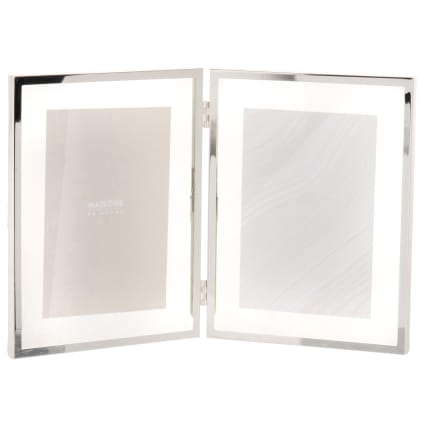 QASSIM - Cadre photo double en métal argenté 10x15