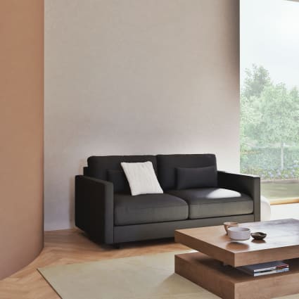 Canapé Convertible 2 Places En Tissu Gris - Structure Métal, 3 Coussins, Poches Latérales, Se Transforme En Lit