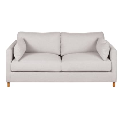 Canapé convertible 3/4 places en textile tramé gris clair chiné, matelas 14 cm Julian | Maisons du Monde
