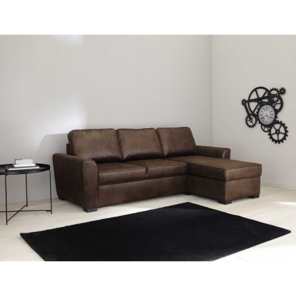 Canapé D'angle Convertible MOLIA - Marron, Couchage 200x140 Cm, Avec Rangement - 13