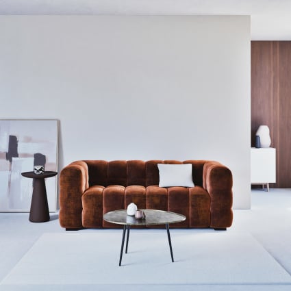 Canapé nuage 2 places en velours vert kaki effet vieilli Lilo | Maisons du Monde