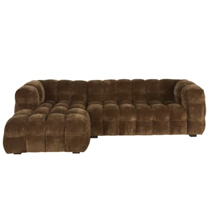 Canapé nuage d'angle gauche 4/5 places effet velours vert kaki Lilo | Maisons du Monde