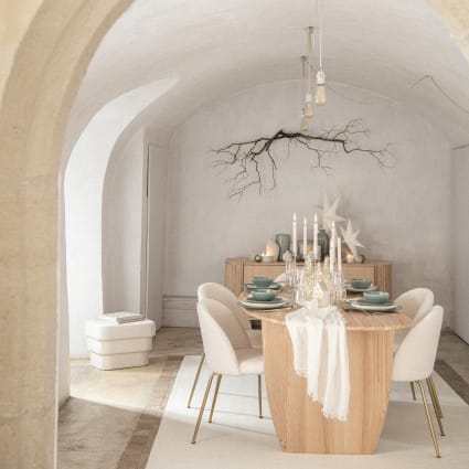 Chaise bouclettes blanches et acier chromé doré Ginette Maisons