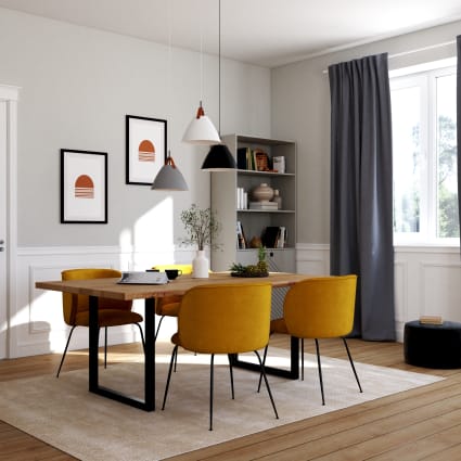 Lot De 6 Chaises De Salle à Manger Oriana En Velours - Accoudoirs, Pieds En Métal Doré, Moderne - Jaune Ocre