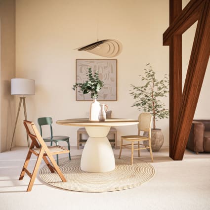 Chaise En Rotin Pliante - Dossier Ergonomique, Support 300 Lbs, Design Minimaliste Pour Salon, Salle à Manger Ou Extérieur