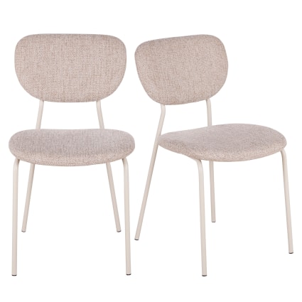 Chaises professionnelles beige tramé et pieds en acier beige (x2) Oscarine Business | Maisons du Monde