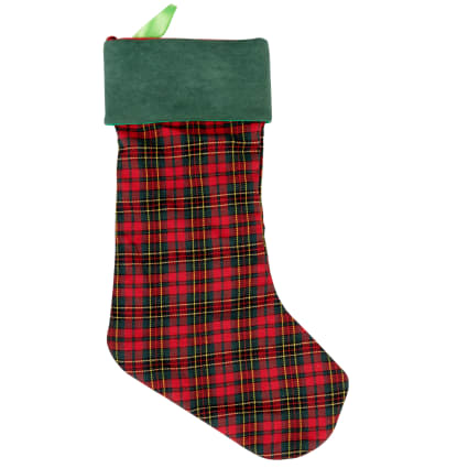 Chaussette de Noël motifs tartan rouge et vert
