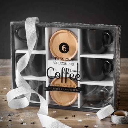 Coffeezone Tasse à Latte En Céramique Dorée Avec Soucoupe Pour Latte Art Cappuccino Barista Noir Froid 300 Ml