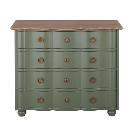 Commode 4 tiroirs vert kaki et métal doré L100 Gustavia | Maisons du Monde
