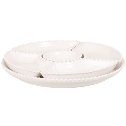 Coupelles apéritives en faïence blanche (x5) et plateau