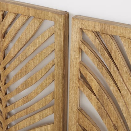 Decorazioni murali foglie di palma in legno di mango (x3) 48x90