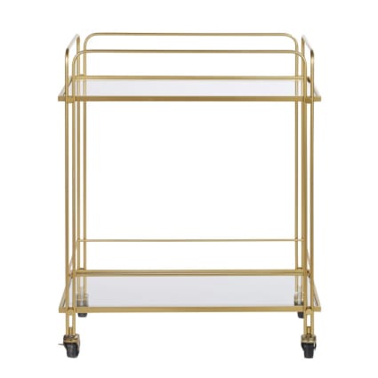 Desserte en verre transparent et métal doré