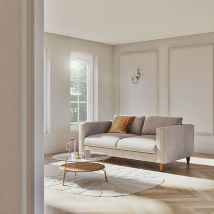 Divano posti in velluto a coste grigio chiaro