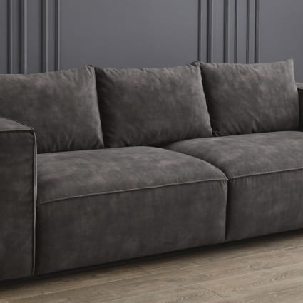 Divano posti in velluto grigio scuro Barack Maisons du Monde