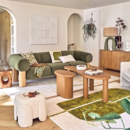 Divano a posti in velluto verde Phoenix Maisons du Monde