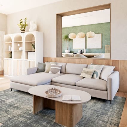 Divano angolare sinistro a 4/5 posti beige screziato City