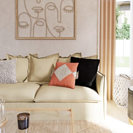 Divano color corda in lino lavato 3/4 posti