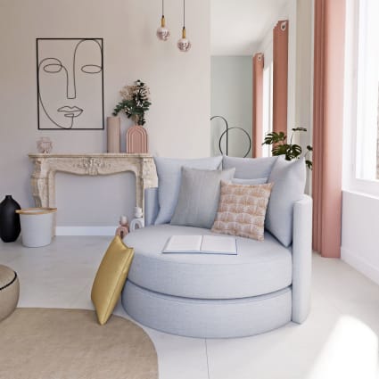 Divano rotondo a posti grigio Dita Maisons du Monde - Main Image