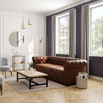 Divano trasformabile capitonné posti in suede marrone