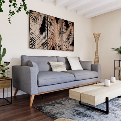 Divano trasformabile in stile scandinavo 3/4 posti grigio chiaro