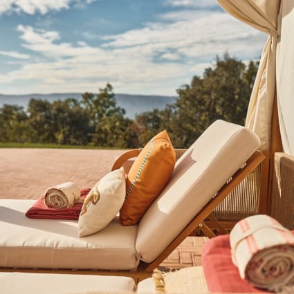 Double bain de soleil à baldaquin professionnel en bois d