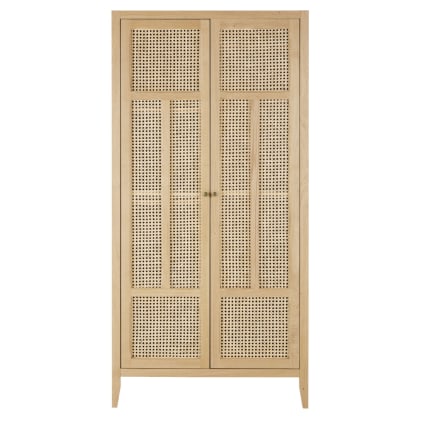 Dressing 2 portes battantes cannage en rotin beige