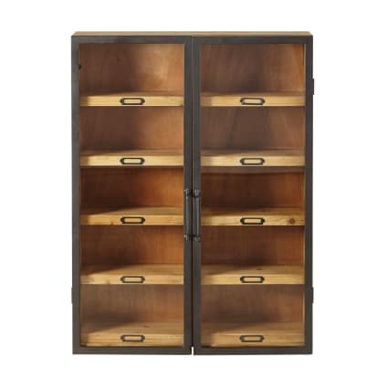 Etagère en sapin 2 portes en verre | Maisons du Monde