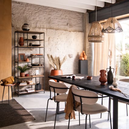 Étagère De Cuisine Industrielle En Bambou Et Acier - 120 Cm De Haut - Design Moderne Pour Rangement Et Décoration (Noir Mat) - 10