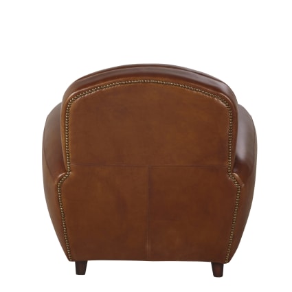 Fauteuil Club En Cuir Synthétique Marron - Rembourré Confortable - Dimensions 70x56x68cm - Charge Max 110kg - Pour Salon, Chambre, Bureau - 8