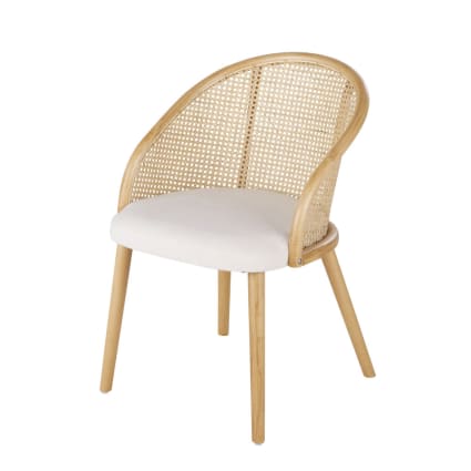 Fauteuil Sockette écru et cannage
