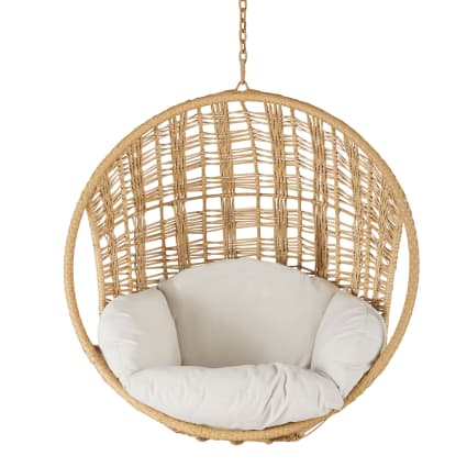 Fauteuil suspendu extérieur en résine recyclée et coussin en polyester recyclé écru (pied vendu séparément) Parma | Maisons du Monde