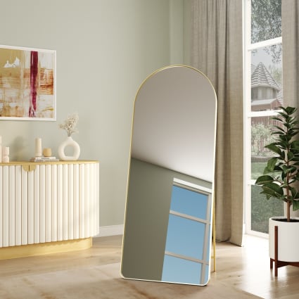 Miroir Rond 50 Cm Avec Cadre Doré Mat - Sans éclairage - Verre HD 4 Mm Sans Plomb - Accroche Murale Facile - Pour Salle De Bain, Chambre, Couloir, Salon