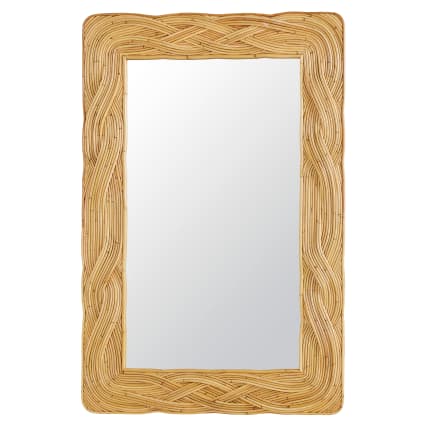 Grand miroir rectangulaire en rotin 80x120