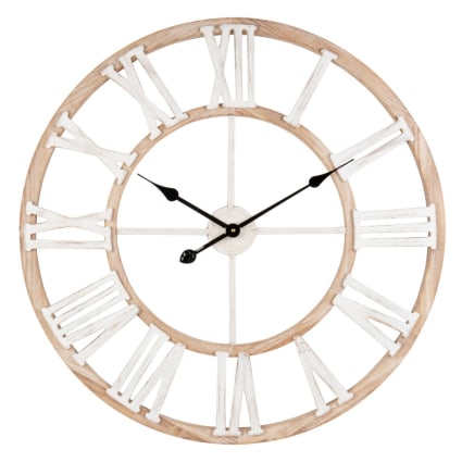 IRVINE - Horloge murale coloris naturel et blanc D70