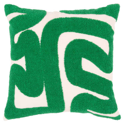 Housse de coussin brodé à motif bouclette vert Galsan