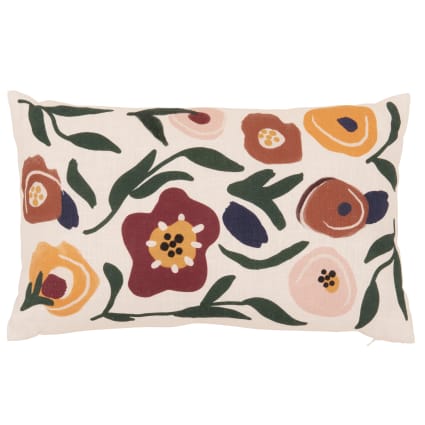 Housse de coussin en coton biologique motif floral multicolore 50x30